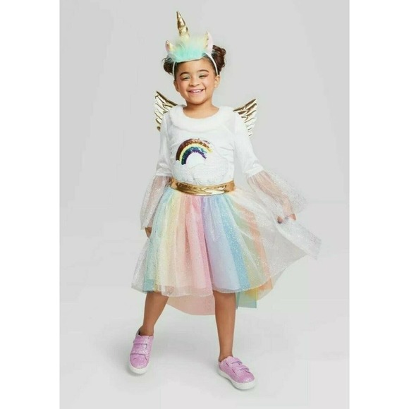Hyde and Eek Other - Hyde & EEk Girls Rainbow Unicorn Dress Costume Large New 10/12 Halloween